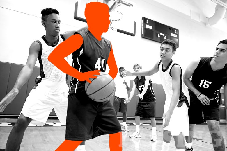A high school basketball game.